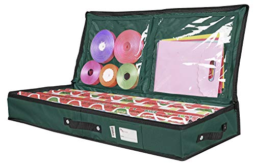 Wrapping Paper Storage Container Under Bed Gift Wrap Organizer for 30 Inch Rolls Green