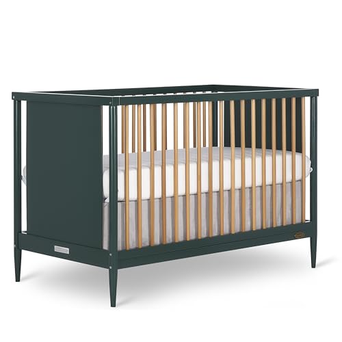 Dream On Me Clover 4-in-1 Convertible Baby Crib in Olive, Modern Nursery Furniture