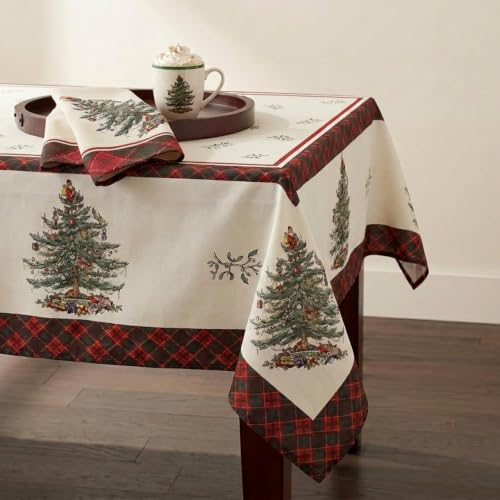 Spode Holiday Collection Rectangular Tablecloth 120" x 60" - Festive Christmas Design