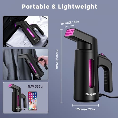 Blesgam Portable Travel Clothes Steamer Handheld 180ml 700W