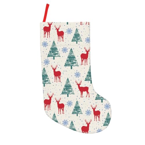BEIQIEMWONG Deer Snowflake Tree Christmas Stocking 18 Inch Plush Holiday Decor