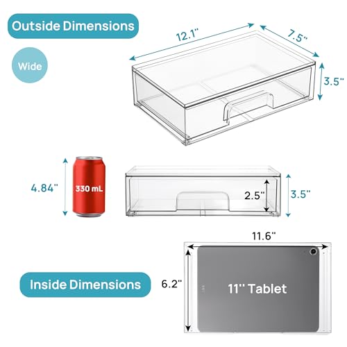 Vtopmart Clear Stackable Storage Drawers - Wide 2 Pack Home Organizer