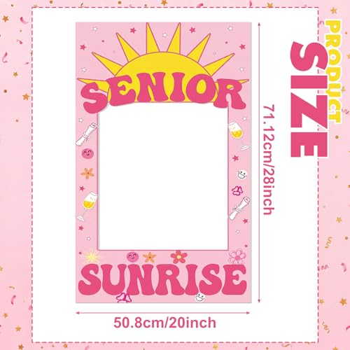 Pink Senior Sunrise Photo Booth Frame - Large 28x20 Inches for Group Photos