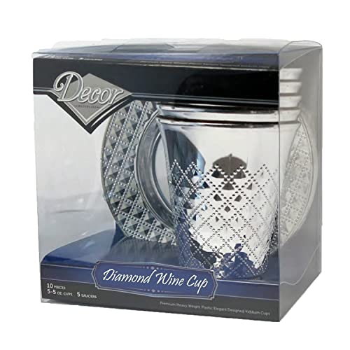 20-Piece Disposable Silver Plastic Kiddush Cup and Plate Party Set