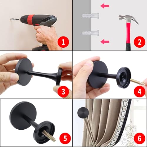 Zinc Alloy Curtain Tiebacks - 2 Pack Wall Mounted Decorative Hooks