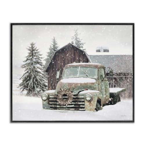 Winter Barn Truck Canvas Wall Art 24x30in – Stupell Industries, Wrapped 1.5"