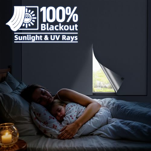 100% Blackout Magnetic Window Cover - Portable No Drill Curtains 75" x 58"