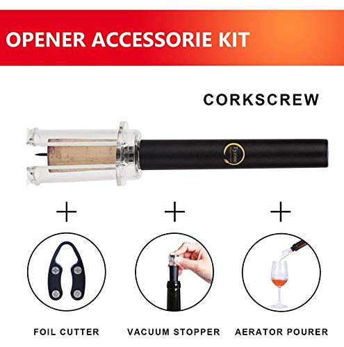 Air Pressure Pump Wine Opener Set with Foil Cutter, Pourer & Vacuum Stopper
