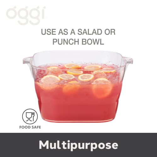 Oggi Acrylic Square Beverage Cooler - 16.75 x 14 Inch Drink Tub with Handles