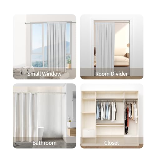 Mcrbeay Heavy Duty Tension Shower Curtain Rod 28-74 Inch Brushed Nickel No Drill