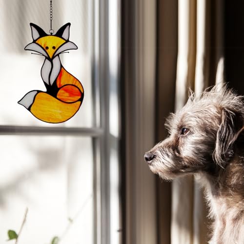 Handmade Fox Stained Glass Suncatcher | 6.5" Window Decor