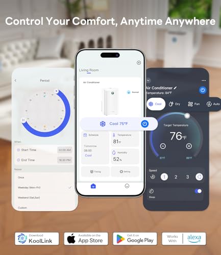 14,000 BTU Smart WiFi Portable Air Conditioner for Rooms Up to 700 Sq Ft