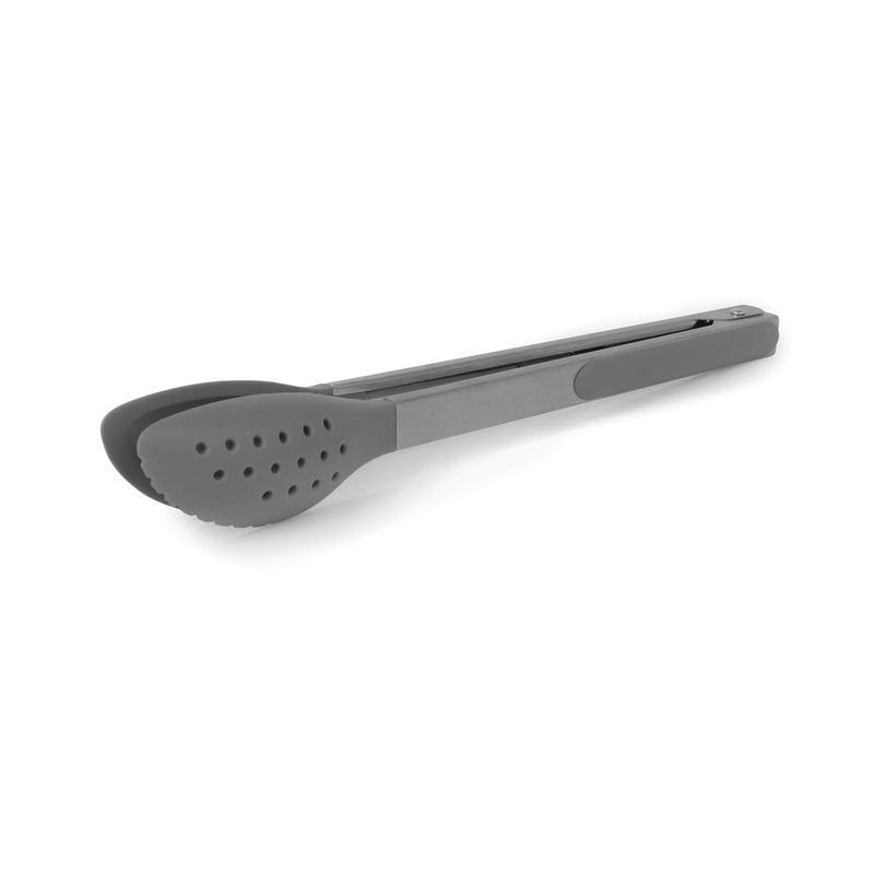 Dexas Spoon & Strain Tongs with Gravity open & Close Operation, 12", Gray