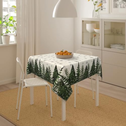 Lvhompro Christmas Trees 54x54 Inch Square Tablecloth - Water-Resistant, Spill-Proof Polyester Table Cover