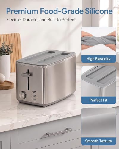 2-Slice Silicone Toaster Slot Cover, 10.7" Washable Dust Proof Lid