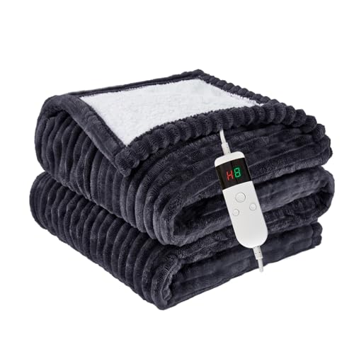 Electric Heated Throw Blanket - Soft Flannel with 10 Heat Levels