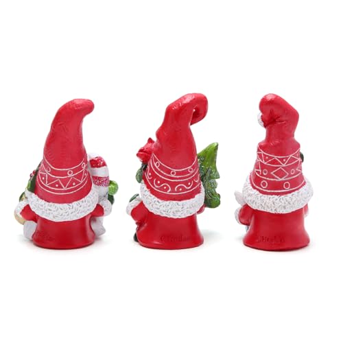 Hodao Red-3 Christmas Gnomes Decorations Handmade Elf Tomte Figurines for Xmas Decor (3pcs)