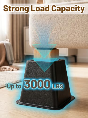 Heavy Duty 4-Inch Bed & Furniture Risers (4 Pack, 3000 lbs Capacity)