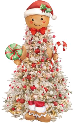 Gingerbread Man Christmas Tree Topper Set - 4-Piece Festive Holiday Decor