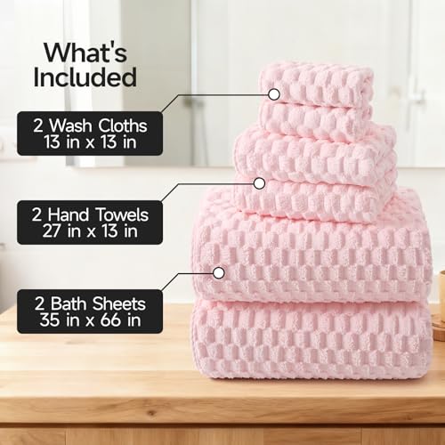 6-Piece Microfiber Bath Towel Set, Oversized Bath Sheets and Hand Towels
