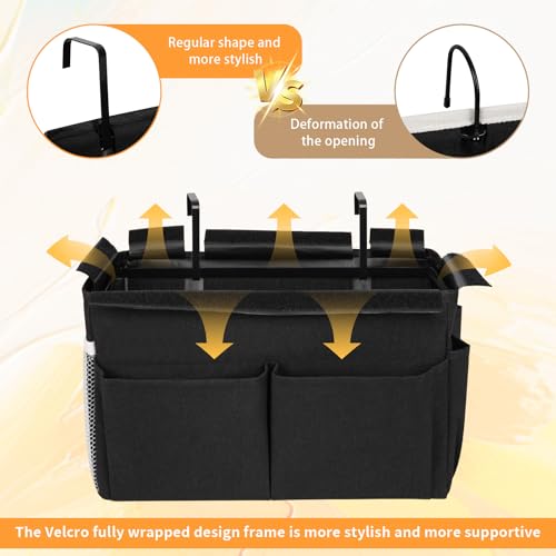Bedside Caddy Organizer with 5 Pockets and 4 Hooks for Bunk Beds