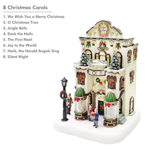 11" Lighted Christmas Village Jewelry Shop - Hand-Painted Polyresin with Music