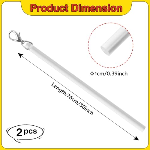 30-Inch Clear Acrylic Curtain Pull Wand - Heavy Duty Curtain Rod Opener (2pcs)