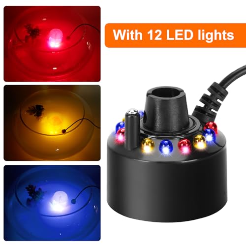 Ultrasonic Mist Maker Fogger with 12 Color LEDs & Splash Guard