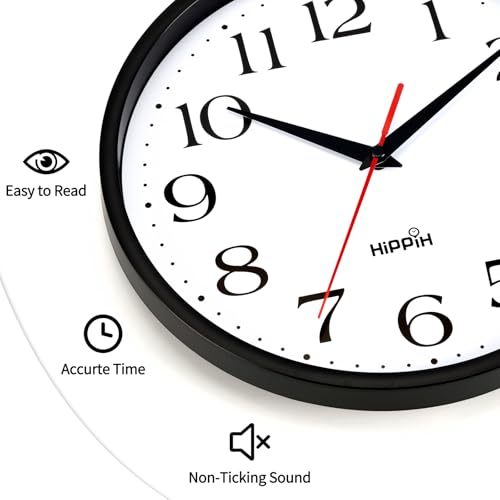 10-Inch Silent Wall Clock - 2 Pack Non-Ticking Battery Operated Analog Clock
