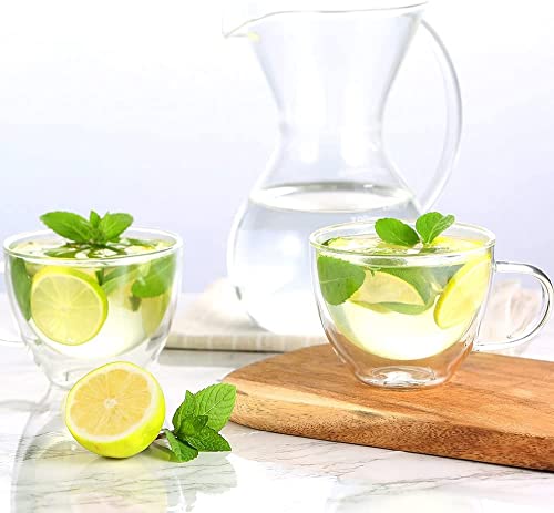 Ecooe Double Walled Glass Coffee Mug 12 oz Set of 2, Clear Borosilicate Latte Cups