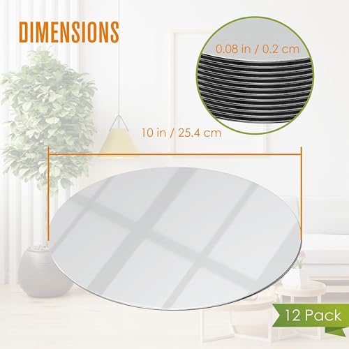10-Inch Round Mirror Centerpieces for Tables - 12 Pack Glass Mirror Plates