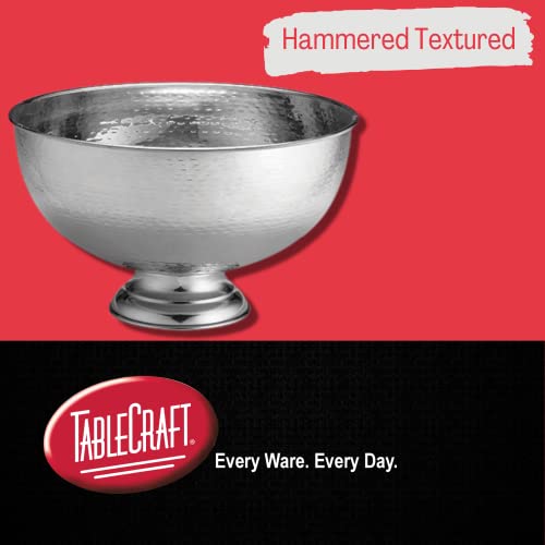 Hammered Stainless Steel Pedestal Punch Bowl, 3.4 Gallon Large Serving Bowl