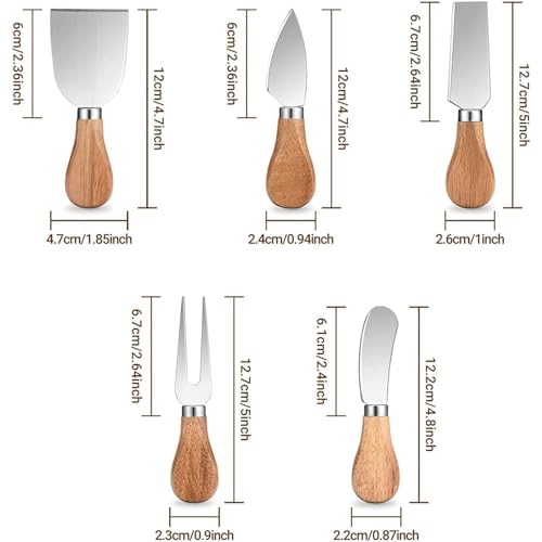 Linwnil Cheese Knife with Wooden Handle — Stainless Steel Blade for Soft & Hard Cheese