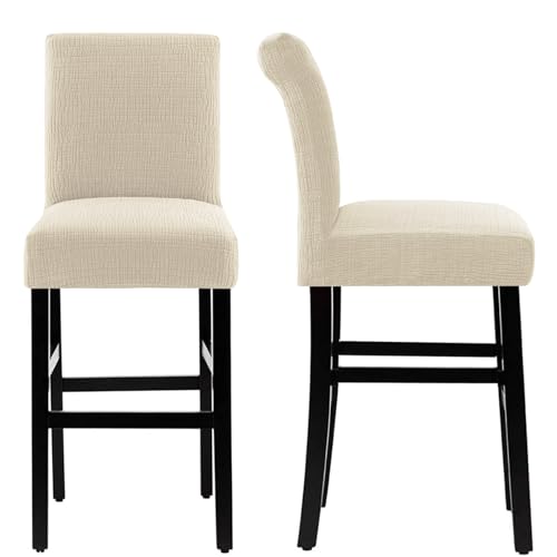 100% Waterproof Stretch Barstool Slipcovers Set of 4 - Ivory