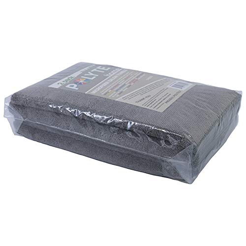 POLYTE Dark Gray Microfiber Hair Salon Towel 20x40in, Quick Dry, 2 Pack