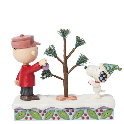 Jim Shore Peanuts Snoopy & Charlie Brown Christmas Figurine - Handcrafted Resin Decor