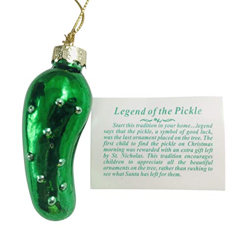 German Glass Christmas Pickle Ornament - Traditional Holiday Tree Decor