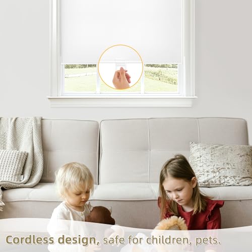 Cordless Blackout Roller Shades | 22" W x 72" H, Thermal Insulated, UV Protection