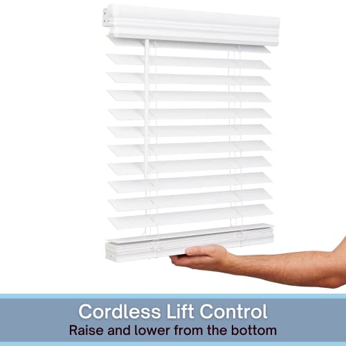 2-Inch Faux Wood Cordless Blinds, 22" x 36", Bright White