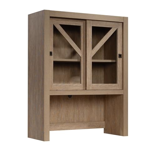 33-Inch Library Hutch with Adjustable Shelf and Sliding Glass Doors