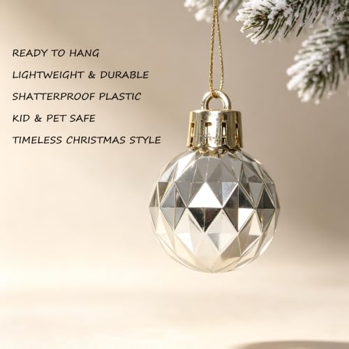 HipTree Champagne Gold Mini Baubles 30ct 1.18 Inch Xmas Halloween Tree Decor