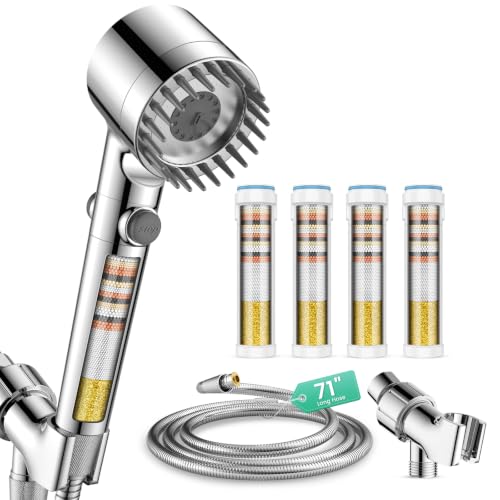 Filtered Handheld Shower Head with 4 Filters and 70-Inch Hose