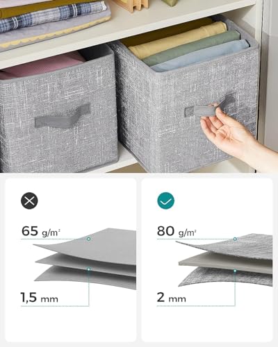 Foldable Storage Cubes Set of 6 Non-Woven Fabric Bins Gray