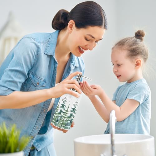 Green Christmas Tree Glass Soap Dispenser with Pump, 350ml - JarThenaAMCS