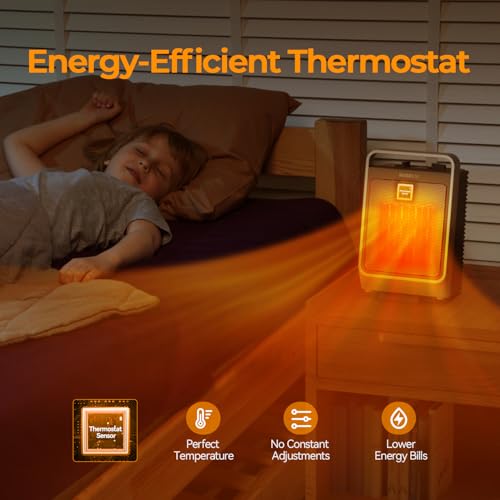 Portable Electric Space Heater 1500W Ceramic Room Heater with Thermostat