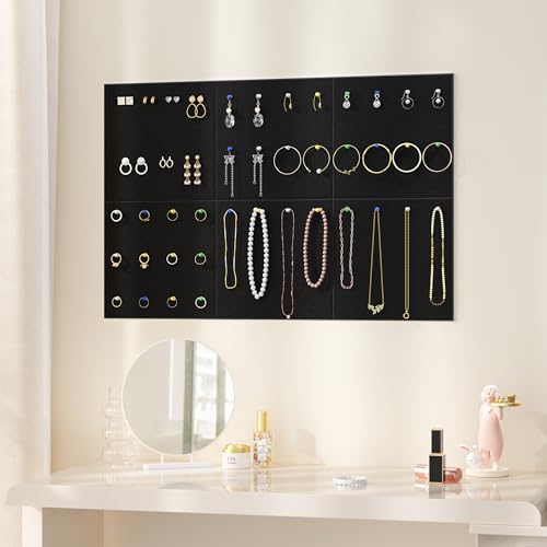 Large Felt Bulletin Board Tiles - 6 Pack Self-Adhesive Wall Pin Boards
