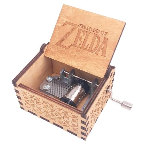 Engraved Wooden Hand Crank Music Box - Song of Storms Melody