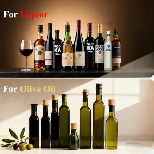 Pafusen 3 Pack Oil Pour Spouts with Adapters - Silver, Dripless, Leak-Free for Olive Oil & Liquor Bottles