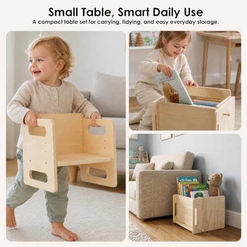 Montessori Weaning Table and Chair Set - Adjustable Wooden Toddler Furniture