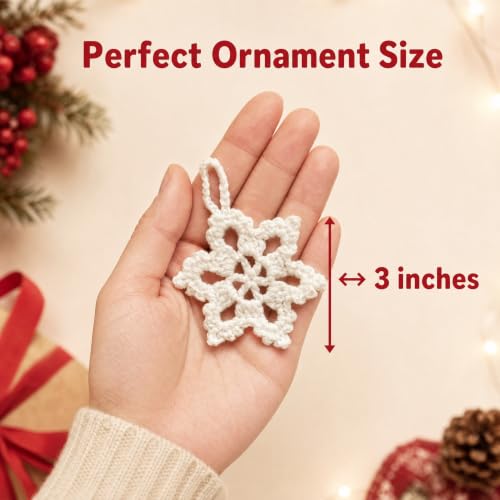 KHEIPHIR 12Pcs Crochet Snowflake Ornaments White Christmas Tree Decorations - Snowflake Variation